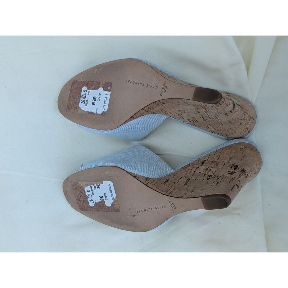 Veronica Beard Dali Slide Wedge Sandals Shoes Light Blue Denim Sz 6.5M - Picture 3 of 16